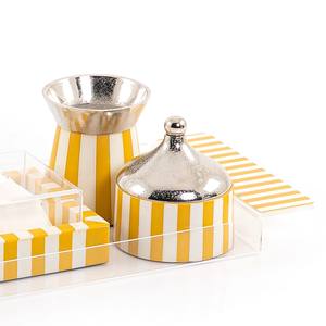 Brûleur d'encens en acrylique et métal de luxe avec incrustation rayée en mop, porte-bakhoor, décoration d'intérieur pour cadeau de Ramadan, utilisation domestique au Moyen-Orient et au Golfe - Product Image 6