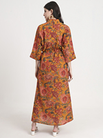 Robe longue décontractée Kiya Fashion ODM en coton 100% écologique à imprimé floral orangera, style été, coupe trapèze tombante