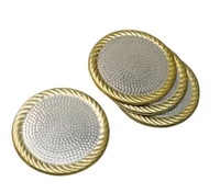 Assiettes de service rondes classiques en acier inoxydable de haute qualité, motif ligné, personnalisables, pour la vente en gros