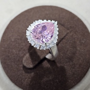 Argent Sterling 925 Excellente Qualité Designer Fait Main Dernière Bague À La Mode Avec Pierre Précieuse Zircon Cubique Rose En Forme De Larme - Product Image 2