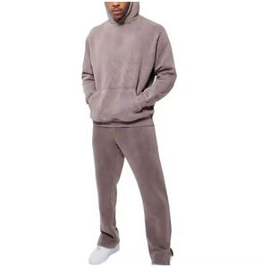 ชุดวอร์มผู้ชายคุณภาพเยี่ยมแบบย้อมสีเอซิด ประดับคริสตัล สำหรับวิ่งออกกำลังกาย สกรีนโลโก้ได้ ชุดลำลองผู้ชายแบบย้อมสีเอซิด ประดับคริสตัล - Product Image 1