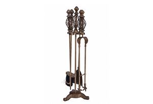 Ensemble d'outils de feu en fer noir avec des courbes élégantes et un support solide, parfait pour garder la cheminée propre et élégante - Product Image 4