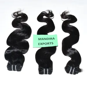 100% naturel Bodywave faisceaux non transformés lâche vague profonde cuticule aligné indien brut Temple Extensions de cheveux humains - Product Image 4