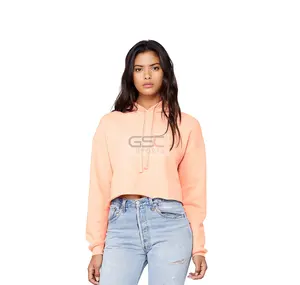 Women's Fashion Casual Hooded Crop Top Hoodies Full Length Sleeves Attractive Colors Light Fleece <b>Material</b> Hot Yoga Winter - Product Image 1