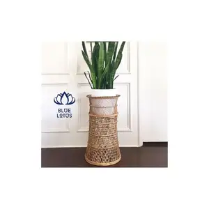 Rattan Plant Stand Flower Pot In Livingroom