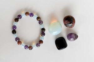 Kit de Vente en Gros de Cristaux Naturels du Zodiaque Libra, Pierres Roulées de Guérison de Qualité, Pierre de Naissance, Carte, Bracelet de Perles Rondes de 8mm - Product Image 1