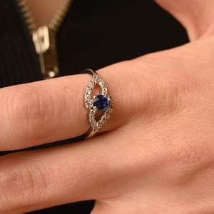 Anillo elegante de diamante con corte de zafiro azul Natural 100%, nuevo diseño, oro blanco sólido de 14K, joyería de piedra natal de septiembre, compromiso de moda - Product Image 2