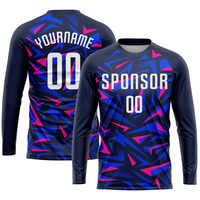 Alta calidad personalizado 100% poliéster manga completa Francia, camisetas de fútbol transpirable camisetas de fútbol jóvenes hecho en fábrica logotipo personalizado