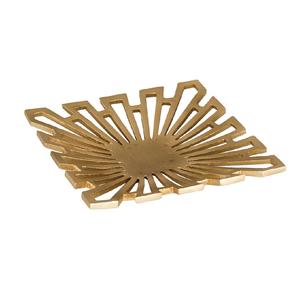 Bandeja de aluminio con acabado dorado para decoración y servicio, nuevo diseño, precio al por mayor - Product Image 1