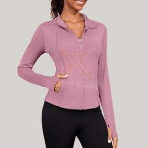 Vêtements de sport à faible MOQ pour femmes : Veste de yoga respirante, grande taille, avec logo frontal, coupe-vent, très vendue - Product Image 4