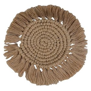 Fabricant Nouveau et tendance design magnifique sous-verre en coton macramé avec franges détaillées et nuances brunes - Product Image 2