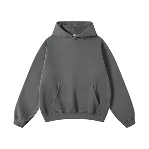 Lavage à l'acide de haute qualité Street Wholesale Cotton Fleece Heavyweight Drop Shoulder Distressed Acid Wash Hoodies - Product Image 3