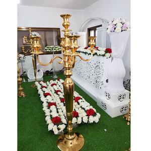 เชิงเทียน5แขนสีทองสำหรับงานแต่งงานแกนกลางเชิงเทียนสำหรับงานปาร์ตี้และของตกแต่งงานเทียนใหม่ทำมือเชิงเทียนดีไซน์ล่าสุด - Product Image 1