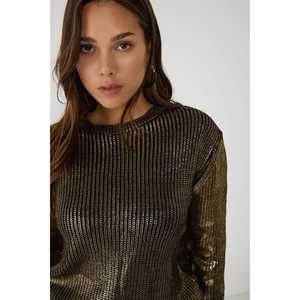 Cárdigan de Punto con Detalles Metálicos para Mujer, Transpirable, Corte Holgado, Suéter de Invierno, Cuello de Lazo Moderno, Estilo Casual - Product Image 3