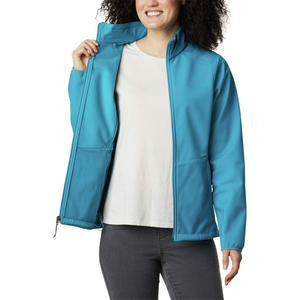 Women's Blue Fleece <b>Jacket</b> Windproof Stand Collar Zipper Closure Casual Autumn Wear Regular Fit Solid Color Polyester Material - Product Image 4