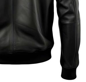 Veste universitaire en cuir véritable pour homme sur mesure Noir matelassé Col montant Logo avant Capuche Style vintage - Product Image 6