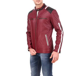 Vestes en cuir vierges en gros OEM, vestes en cuir de moto coupe-vent tendance, vestes en cuir PU décontractées de haute qualité pour hommes - Product Image 3