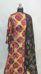 Ensemble Dashiki à manches longues en tissu respirant, brodé et gaufré de fleurs parfumées violettes, original Maqbal Dirac, pour l'été et le printemps - Product Image 4