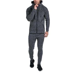 Meilleure vente Costume pour homme en molleton de coton Vêtements de survêtement personnalisés pour hommes Vêtements d'hiver Vêtements de sport de couleur grise Survêtements de fitness minces - Product Image 1