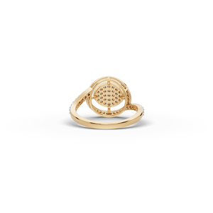 Bague en diamant de laboratoire avec halo circulaire pavé, bijou élégant en pierres précieuses - Product Image 5