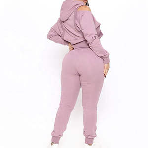 Sweat à capuche à épaules tombantes en coton biologique personnalisé Short de jogging pantalon Sweat-shirt Survêtements grande taille Ensemble 2 pièces pour femmes - Product Image 5