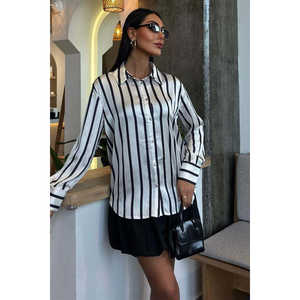 Chemise en satin à fines rayures Simple Fashion 3434 - Product Image 5