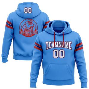 Custom Stitched Blue White Royal-Red Football Pullover Sweatshirt Hoodie - Product Image 1