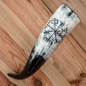 Cuerno vikingo para beber con concha pulida y tallada Logotipo personalizado Estilo animal Regalo itame - Product Image 2