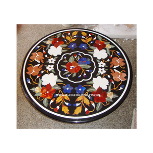 Tableros Redondos de Mármol Negro para Mesas de Comedor y de Café - Product Image 1