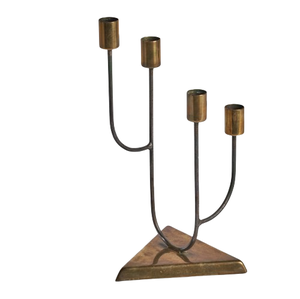 Bougeoir design vintage 2 en un seul support en métal de couleur dorée avec corps en métal complet avec tailles 6 pouces - Product Image 5