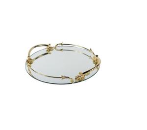 ถาดเสิร์ฟแบบวงกลมหรูหราทำจากโลหะและแก้วที่มีผิวสีทองถาดสำหรับตกแต่งดีไซน์เนอร์ที่เป็นมิตรกับสิ่งแวดล้อม - Product Image 5