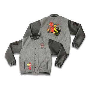 Chaqueta Universitaria de Motociclista Personalizada de Lana de Alta Calidad con Cuello Alto y Logotipo Bordado en la Parte Delantera - Product Image 1