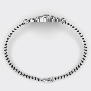 Pulsera Divina Ganesha Mangal Sutra con Diamantes Cultivados en Laboratorio, Chapada en Rodio sobre Plata de Ley 925 para Mujer - Product Image 3
