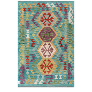 Alfombra Kilim de Maimana, Afganistán, 146 x 99 cm, Alfombras y Juegos de Alfombras - Product Image 1