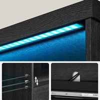 Meuble TV console de rangement pratique en bois noir, style minimaliste français, tendance, directement de l'usine