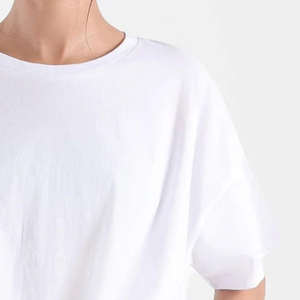 Camisetas de moda de verano para mujer, camisetas de manga corta 100% algodón de punto personalizado, venta al por mayor, diseño de gran tamaño en blanco - Product Image 5