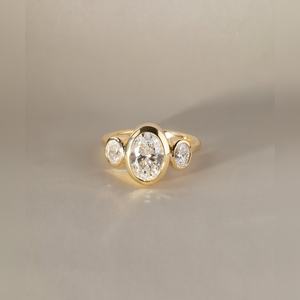 10K 14K 18K Gold Silver platinum Three <b>Stone</b> Engagement Rings Oval Fancy Yellow Diamond Pear Cut Bridal Jewelry Manufacturer - Product Image 2