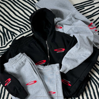 Survêtement à capuche longueur intégrale en coton 100% personnalisé, style streetwear, délavé au soleil, grammage lourd 400g, respirant, séchage rapide, coupe classique, délavage à l'acide