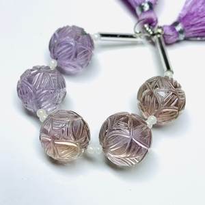 Gran oferta, cuentas de piedras preciosas de ametrino sueltas, hebra tallada en forma de bola para joyería, cuentas de piedra a la venta - Product Image 2