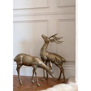 Juego de 2 renos de lujo dorados, juegos de renos en miniatura de aluminio fundido, objetos decorativos de ciervo, regalos y suministros de Navidad - Product Image 5