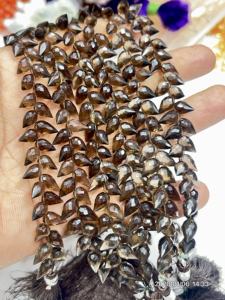 ควอตซ์สโมคกี้ธรรมชาติทรงหยดน้ำเจียระไนแบบแฟนซี ขนาดประมาณ 6x9 มม. ความยาว 8 นิ้ว - Product Image 2