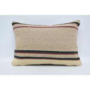 หมอนผ้าวูลลายทางสีเบจ16X24นิ้วหมอนเน้นหรูหราสำหรับโซฟาเตียงทอวินเทจปุยคริสต์มาส - Product Image 1