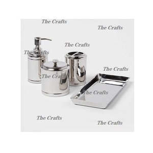 Juego de cinco cepillos de baño pulidos de oro de Metal, caja de pañuelos, dispensador de jabón, juego de baño a granel - Product Image 4