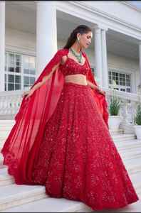 Femmes Floral dégradé imprimé dessiné à la main Style traditionnel Lehenga Choli coupe régulière tenue de fête adultes taille 2XL indien pakistanais - Product Image 3