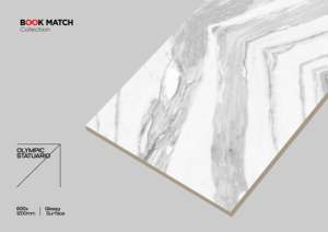 Azulejos de Porcelana con Diseño de Libro de 600x1200 mm, Azulejos de Gran Formato para Paredes y Pisos, Aspecto de Mármol de Alto Brillo, Antibacterianos, para Uso Interior en Villas - Product Image 3