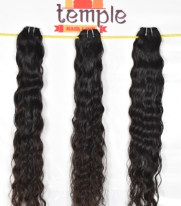 Venta al por mayor 100% Virgin bundle crudo indio color natural pelo negro mujeres máquina barata doble trama de onda profunda extensiones de cabello humano - Product Image 3