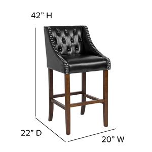 <span class=keywords><strong>Tabouret</strong></span> <span class=keywords><strong>de</strong></span> <span class=keywords><strong>bar</strong></span> en cuir PU noir capitonné commercial, pieds en bois massif avec finition noyer, chaise <span class=keywords><strong>de</strong></span> comptoir pour restaurant <span class=keywords><strong>bar</strong></span> café - Product Image 6
