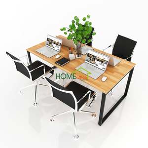 BGDCN68011-Contemporary 1.8m X 90cm Meeting <b>Table</b> 25x50mm Iron Legs MDF Rubber Wood Finish Assembly Required <b>Office</b> Furniture - Product Image 1