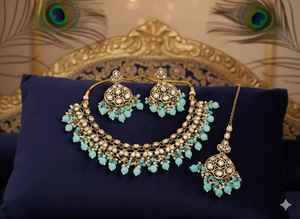 Nouvelle collection de colliers anciens en or avec boucles d'oreilles 109gm ensembles de bijoux de mode pour femmes vêtements de mariage et de festival - Product Image 2