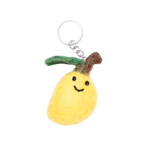 Handmade cảm thấy xoài Keychain dễ thương len trái cây vòng chìa khóa với khuôn mặt cười, sinh thái thân thiện Quà Tặng phụ kiện - Product Image 1